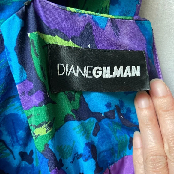 Diane Gilman 100%  Silk floral dress Sz 4 - Picture 7 of 12